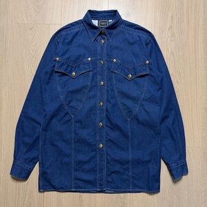 Vintage Versace Jeans Couture Western Long Sleeve Buttonup Shirt Womens XS Blue